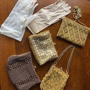 Vintage Gold Purses & Gloves